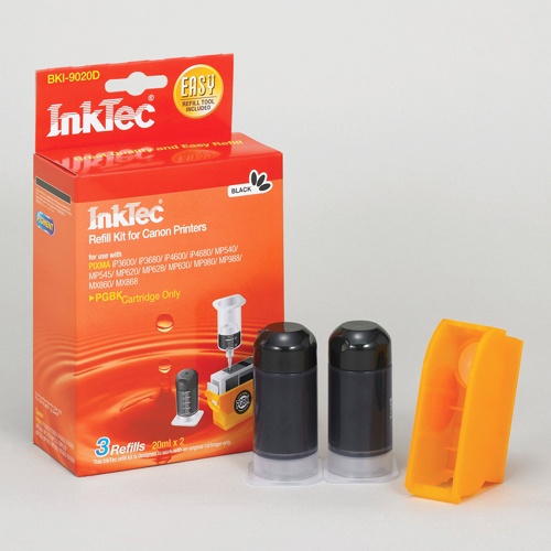 Plnící sada InkTec pro Canon PGI-520BK 2x20ml černá Pigment + plnící držák