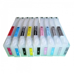 Set of 9 refillable cartridges with autoreset chips for Epson Stylus Pro 7890/9890